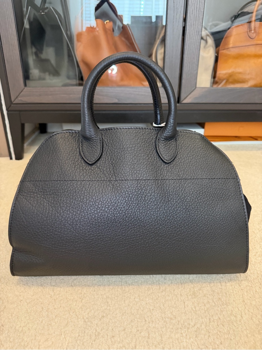 Anna Paola Black Leather Satchel Handbag - Picture 2 of 10